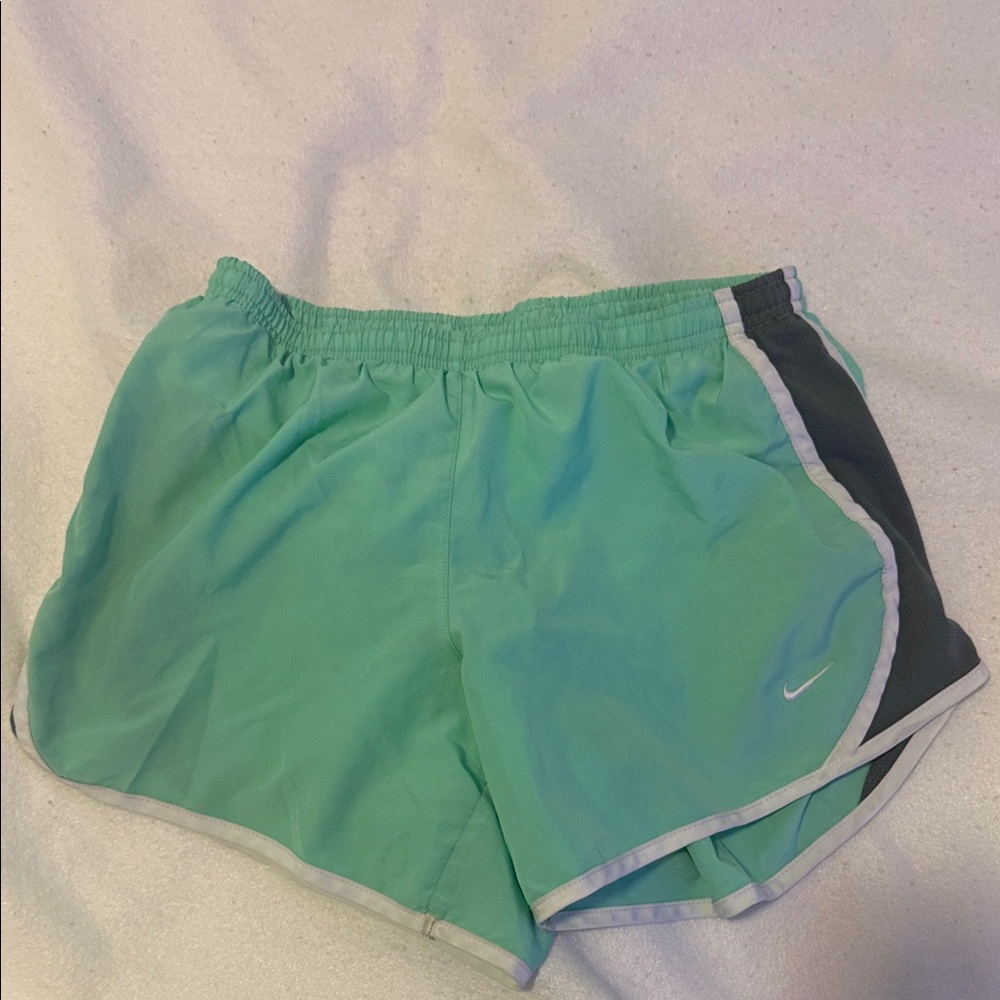 Nike Kid’s Mint Green Athletic Running Shorts with Contrast Panels